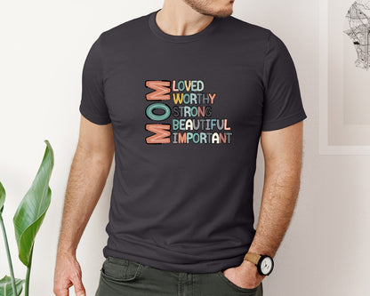 brand:Bella Canvas|color:Heather Dark Grey|Mom Mothers Day Design Graphic T-Shirt