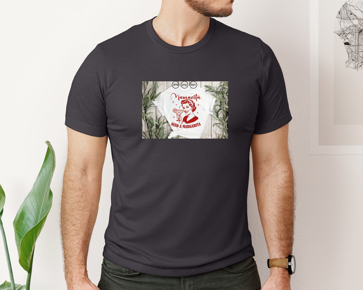 brand:Bella Canvas|color:Heather Dark Grey|Mamacita Needs A Margarita 26 Graphic T-Shirt