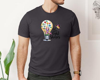 brand:Bella Canvas|color:Heather Dark Grey|Autism Awareness Let Your Light Shine Graphic T-Shirt