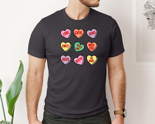 Retro Valentines Candy Hearts Graphic T-Shirt