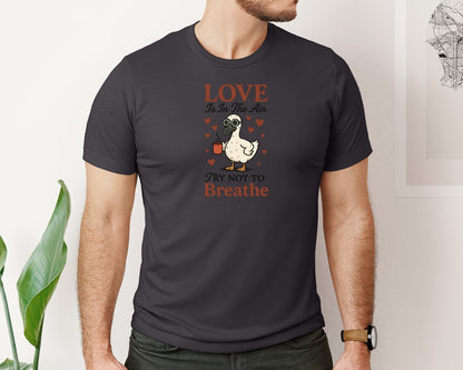 brand:Bella Canvas|color:Heather Dark Grey|Anti Valentine Goose Valentine Graphic T-Shirt
