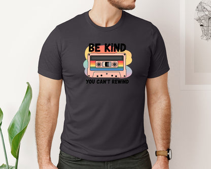 brand:Bella Canvas|color:Heather Dark Grey|Be Kind Retro Cassette Tape 2 Graphic T-Shirt
