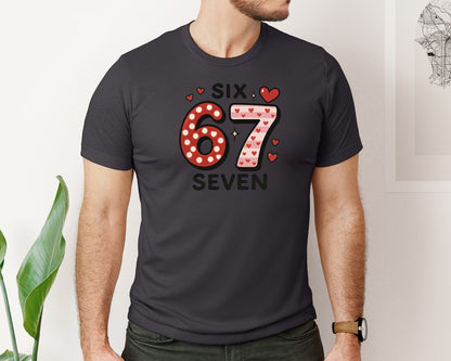 brand:Bella Canvas|color:Heather Dark Grey|Six Seven Valentine Graphic T-Shirt