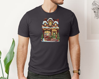brand:Bella Canvas|color:Heather Dark Grey|Cozy Christmas Bookstore 6 Graphic T-Shirt