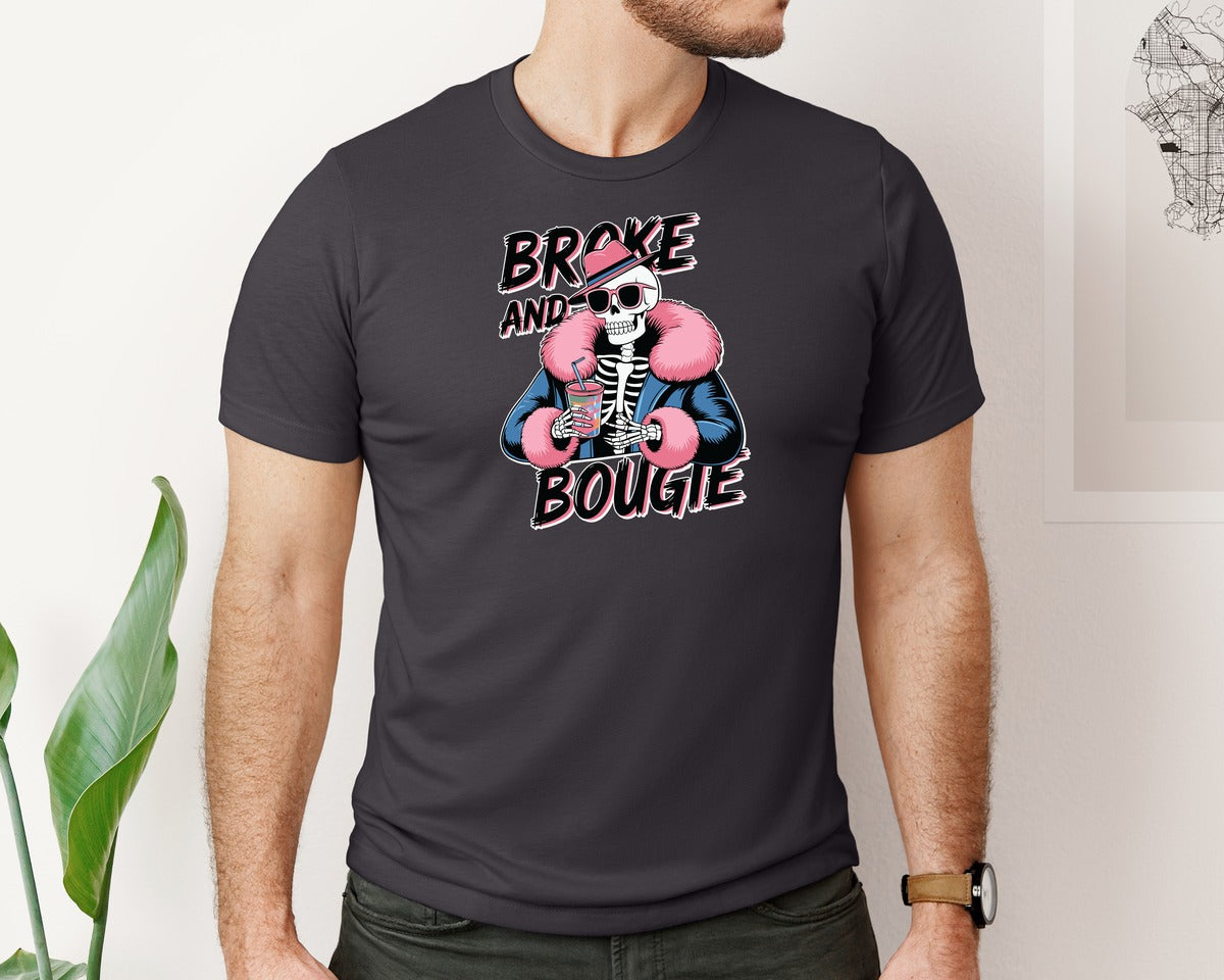 brand:Bella Canvas|color:Heather Dark Grey|Sarcastic Skeleton 4 Graphic T-Shirt