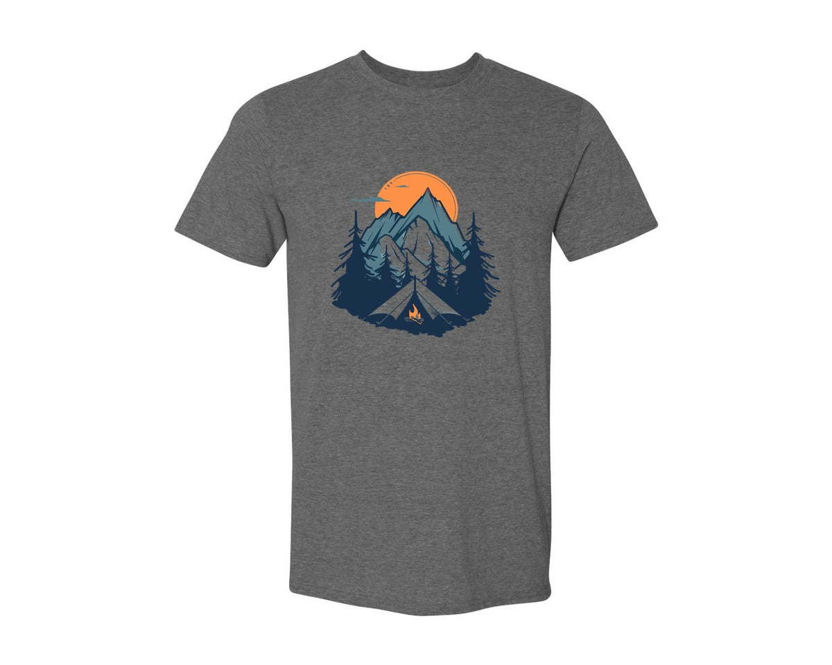 brand:Generic|color:Heather Dark Grey|Sunset Camping Adventure T Shirt Design 8 Graphic T-Shirt