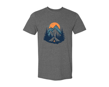 brand:Generic|color:Heather Dark Grey|Sunset Camping Adventure T Shirt Design 8 Graphic T-Shirt
