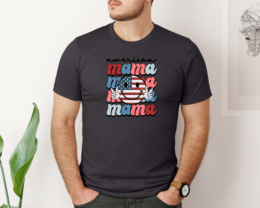 American Mama Mom Patriotic Graphic T-Shirt