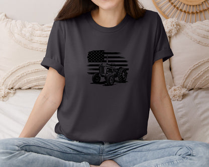 brand:Bella Canvas|color:Heather Dark Grey|Tractor Flag Vector T Shirt Design Graphic T-Shirt