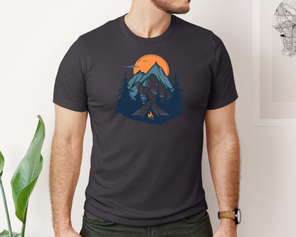 brand:Bella Canvas|color:Heather Dark Grey|Sunset Camping Adventure T Shirt Design 8 Graphic T-Shirt