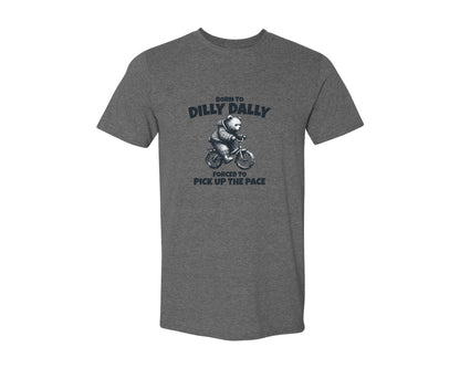 brand:Generic|color:Heather Dark Grey|Born To Dilly Dally Little Bear Shirt Graphic T-Shirt