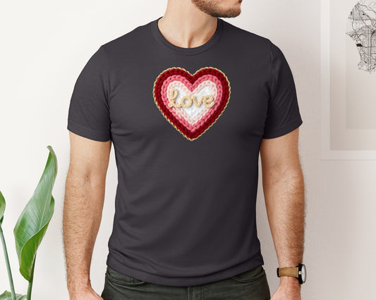 Faux Yarn Heart Valentines Day 2 Graphic T-Shirt