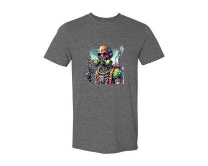 brand:Generic|color:Heather Dark Grey|Robot Sublimationsticker Graphic T-Shirt