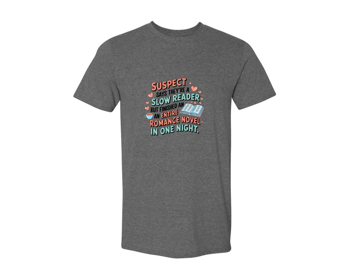 brand:Generic|color:Heather Dark Grey|Suspect Claims Reading Lover Bookish 2 Graphic T-Shirt