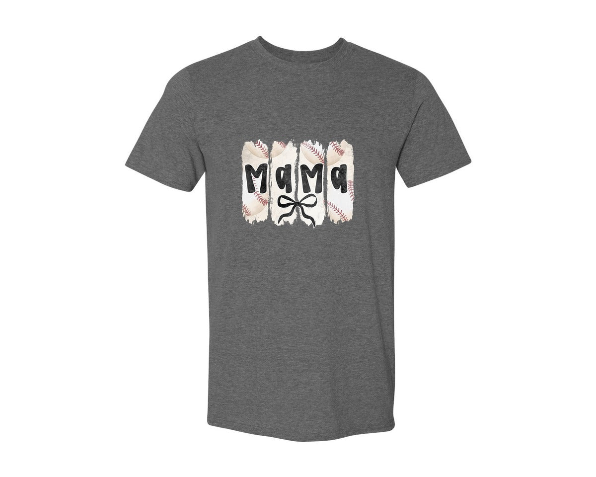 brand:Generic|color:Heather Dark Grey|Coquette Baseball Mama 2 Graphic T-Shirt