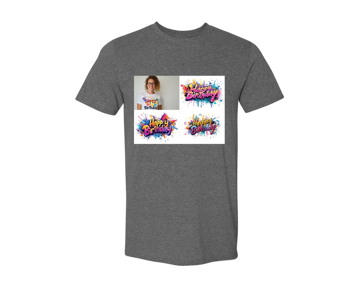 brand:Generic|color:Heather Dark Grey|Happy Birthday T Shirt Design 69 Graphic T-Shirt