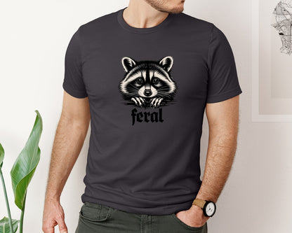 brand:Bella Canvas|color:Heather Dark Grey|Feral Raccoon Gothic Grunge Wild Graphic T-Shirt