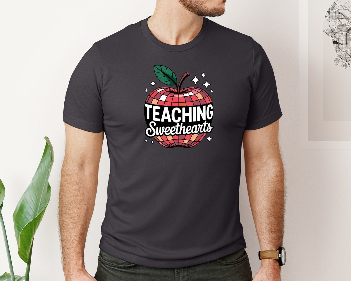 brand:Bella Canvas|color:Heather Dark Grey|Valentines Day Teacher Teaching Graphic T-Shirt