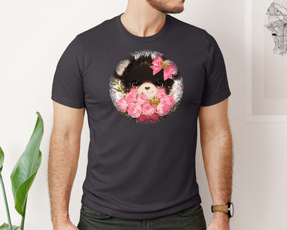 brand:Bella Canvas|color:Heather Dark Grey|Black Bear Valentine Round Tshirt Graphic T-Shirt