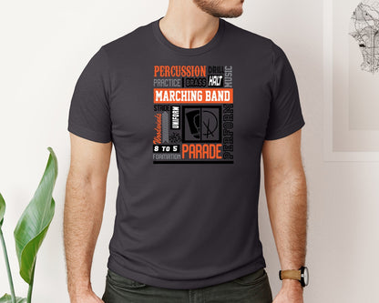 brand:Bella Canvas|color:Heather Dark Grey|Marching Band Music Note Graphic T-Shirt