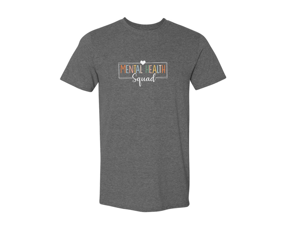 brand:Generic|color:Heather Dark Grey|Mental Health Squad Brain Illness Mental Graphic T-Shirt