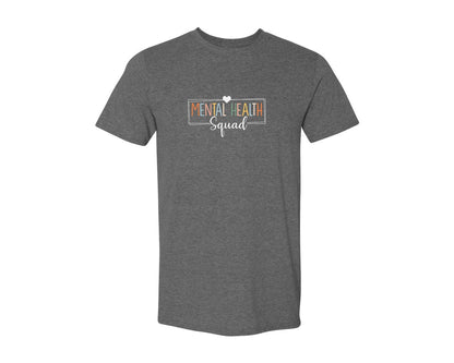 brand:Generic|color:Heather Dark Grey|Mental Health Squad Brain Illness Mental Graphic T-Shirt