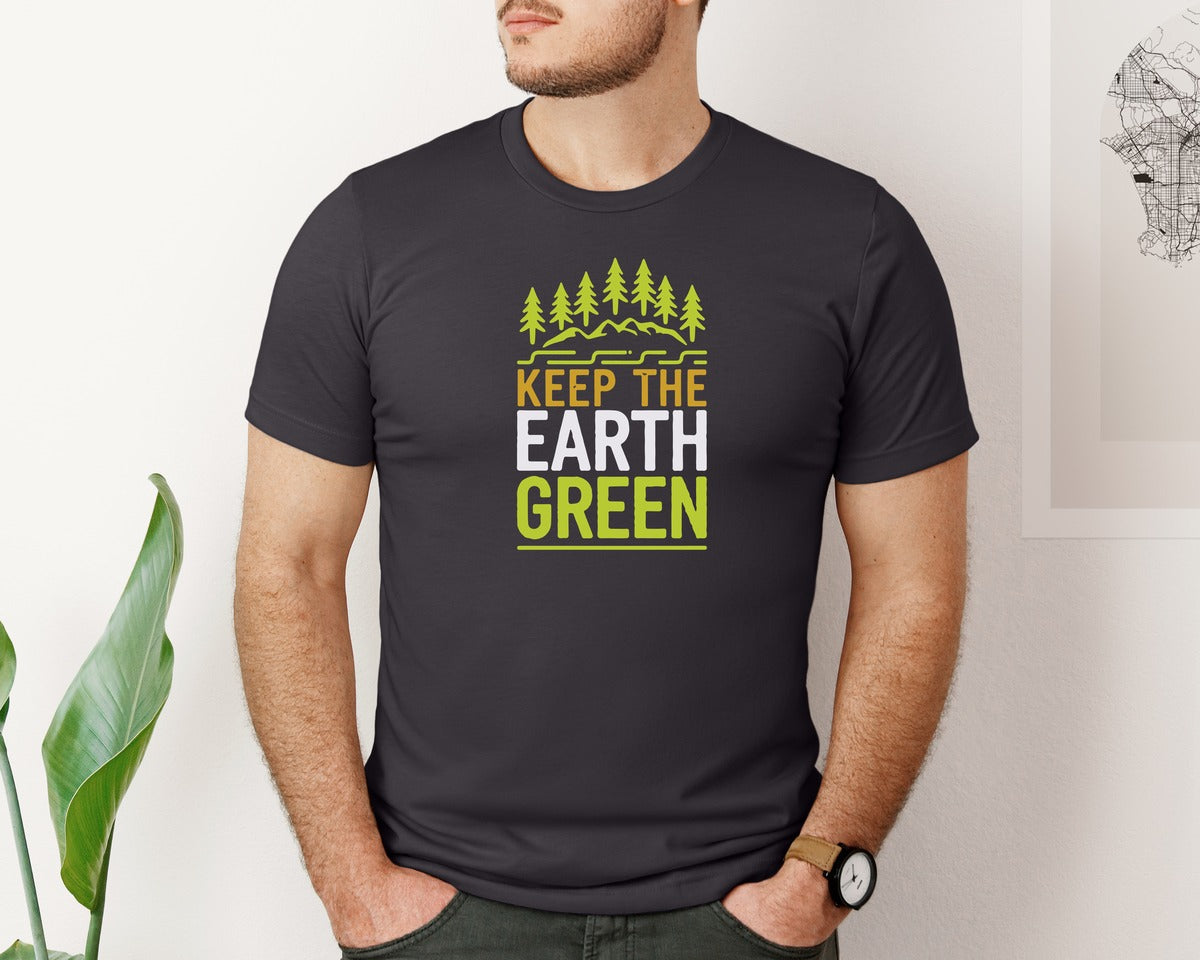 brand:Bella Canvas|color:Heather Dark Grey|Keep The Earth Green Environment Cute 2 Graphic T-Shirt