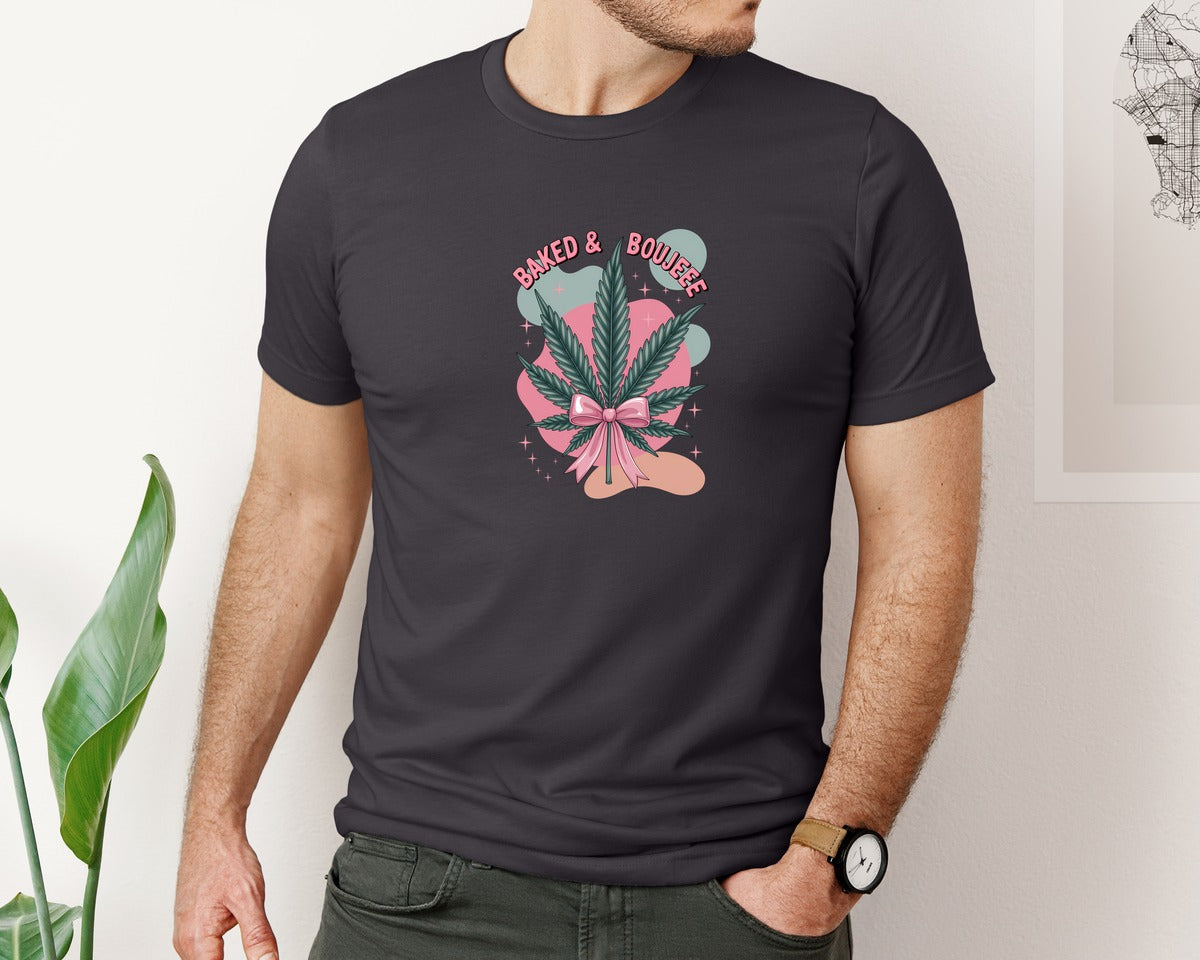 brand:Bella Canvas|color:Heather Dark Grey|Baked Boujee Funny 3 Graphic T-Shirt