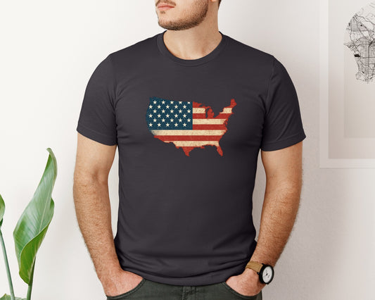 Retro America Usa Map Bible Verse Graphic T-Shirt