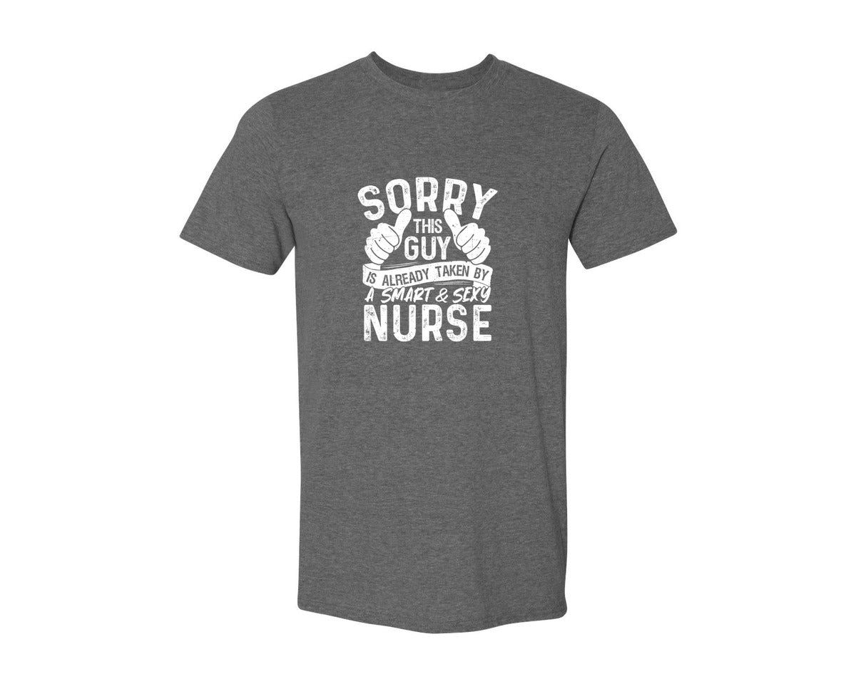 brand:Generic|color:Heather Dark Grey|Sorry This Guy Is Career T Shirt Graphic T-Shirt