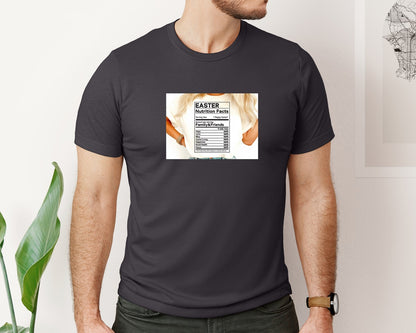 brand:Bella Canvas|color:Heather Dark Grey|Easter Nutrition Facts Easter 2 Graphic T-Shirt