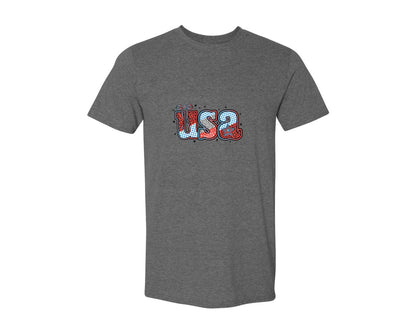 brand:Generic|color:Heather Dark Grey|Preppy Usa 4Th Of July Patriotic Graphic T-Shirt