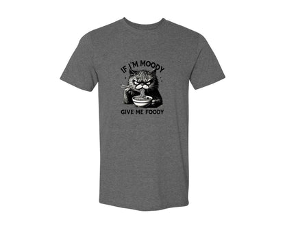 brand:Generic|color:Heather Dark Grey|Funny Sarcastic Cat Ramen If Im Moody Graphic T-Shirt