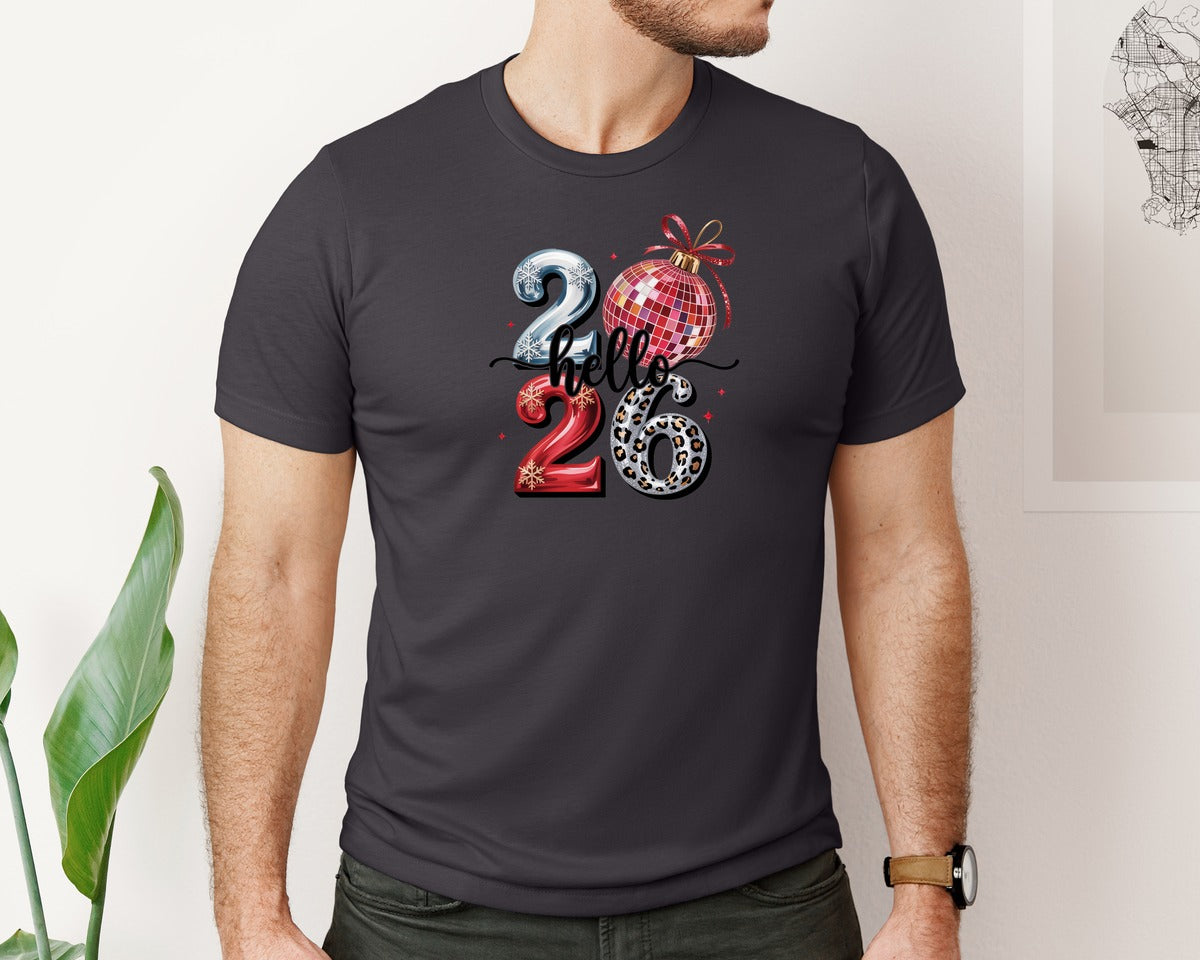 brand:Bella Canvas|color:Heather Dark Grey|Happy New Year 2026 130 Graphic T-Shirt