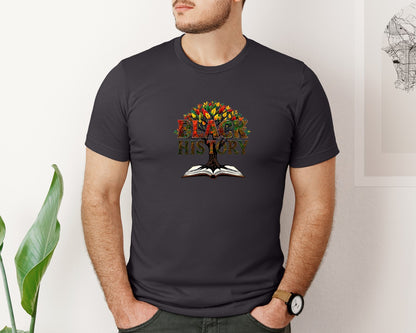 brand:Bella Canvas|color:Heather Dark Grey|Black History Month Tree Of Knowledge Graphic T-Shirt