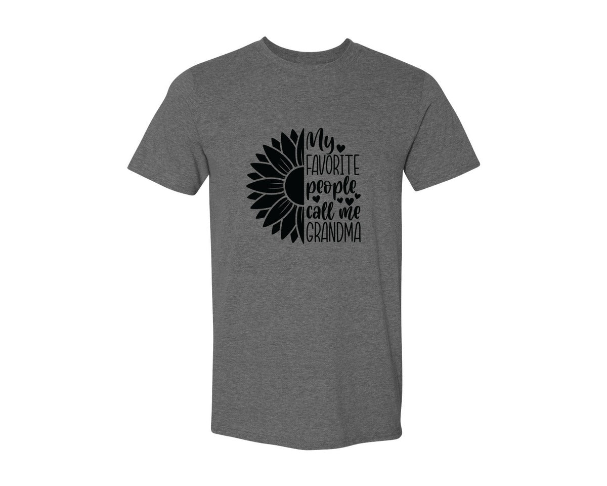 brand:Generic|color:Heather Dark Grey|Grandma Sunflower Grandma Graphic T-Shirt