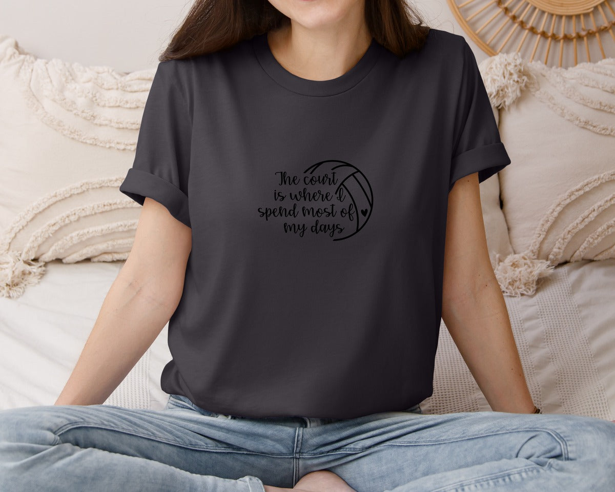 brand:Bella Canvas|color:Heather Dark Grey|Volleyball Mom 24 Graphic T-Shirt