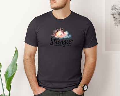 brand:Bella Canvas|color:Heather Dark Grey|Stronger Than The Storm Girls Shirt Graphic T-Shirt