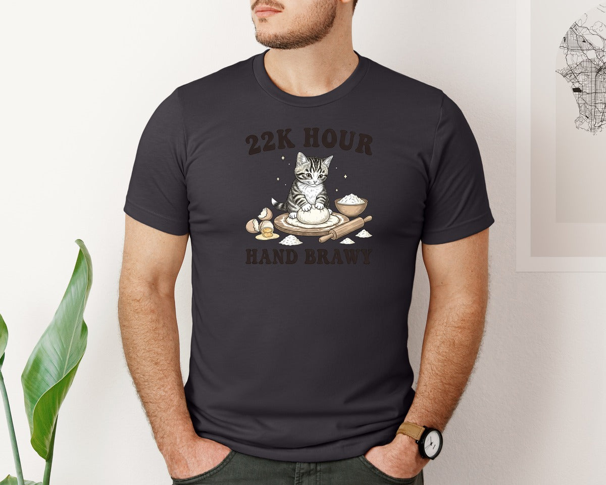 brand:Bella Canvas|color:Heather Dark Grey|Cute Baking Cat Graphic T-Shirt