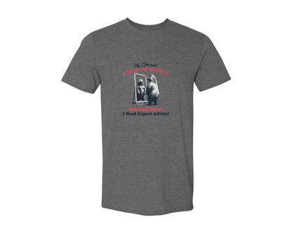 brand:Generic|color:Heather Dark Grey|I Talk To Myself Sometimes Bear Shirt Graphic T-Shirt