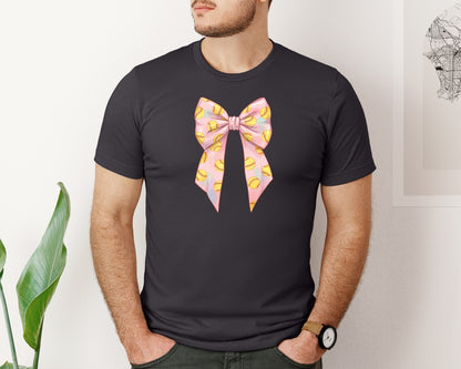 brand:Bella Canvas|color:Heather Dark Grey|Softball Bow Graphic T-Shirt