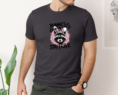 brand:Bella Canvas|color:Heather Dark Grey|Bunnies Are Overrated Stay Feral 2 Graphic T-Shirt