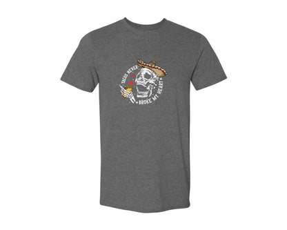 brand:Generic|color:Heather Dark Grey|Tacos Never Broke My Heart Skeleton Graphic T-Shirt