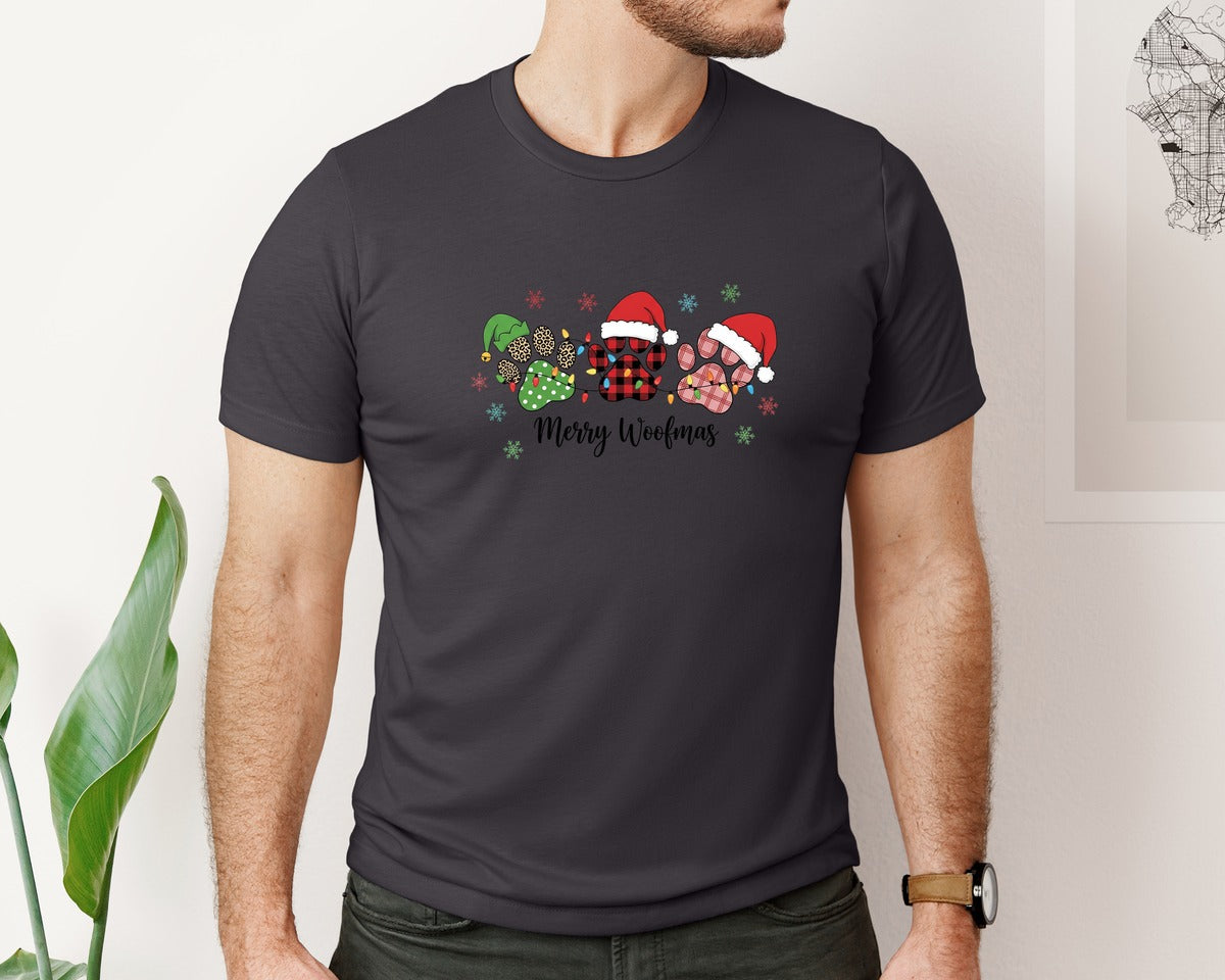 brand:Bella Canvas|color:Heather Dark Grey|Dog Mama Dog Christmas 5 Graphic T-Shirt