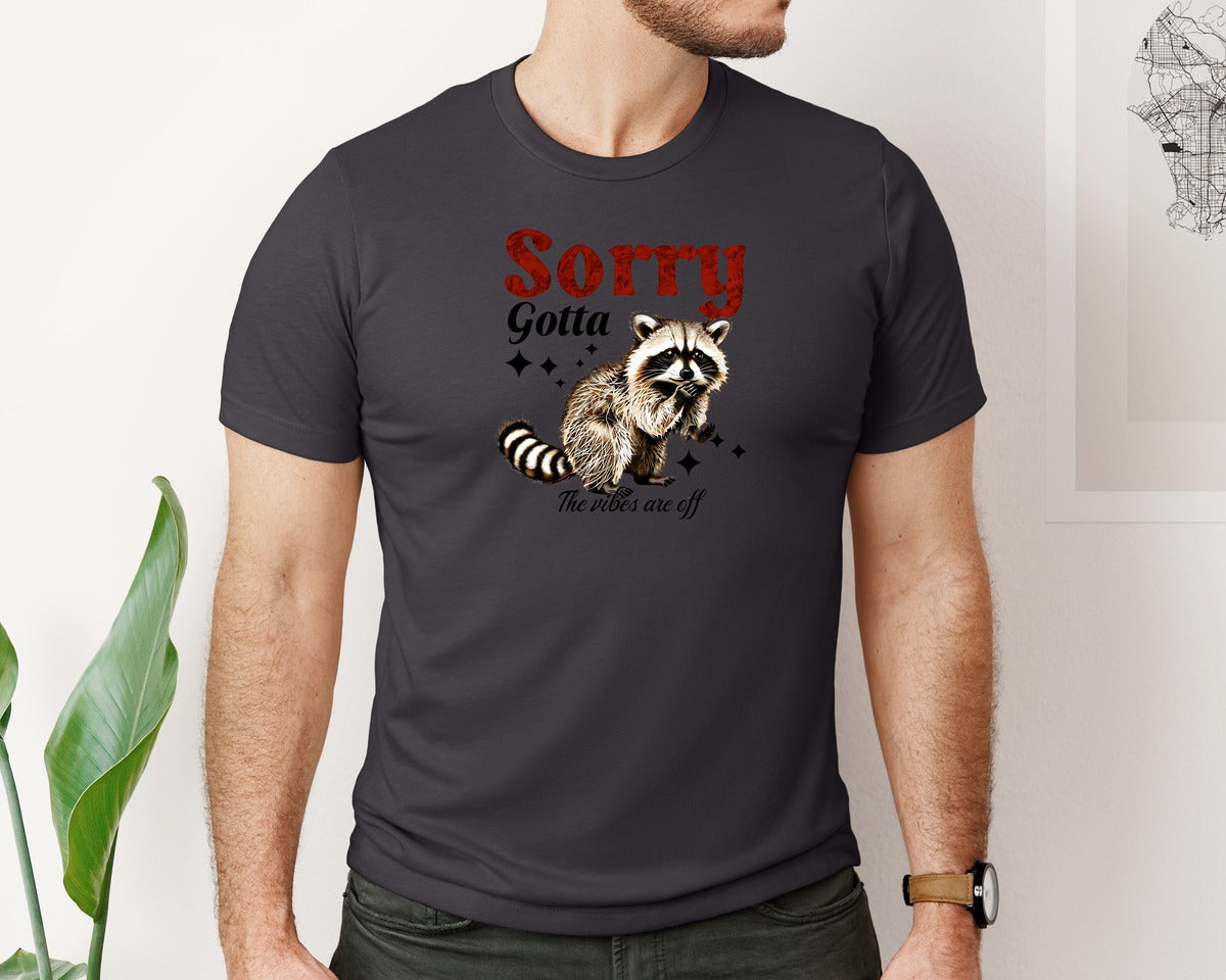 brand:Bella Canvas|color:Heather Dark Grey|Funny Sarcastic Raccoon Animals Graphic T-Shirt