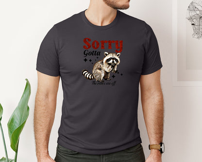 brand:Bella Canvas|color:Heather Dark Grey|Funny Sarcastic Raccoon Animals Graphic T-Shirt