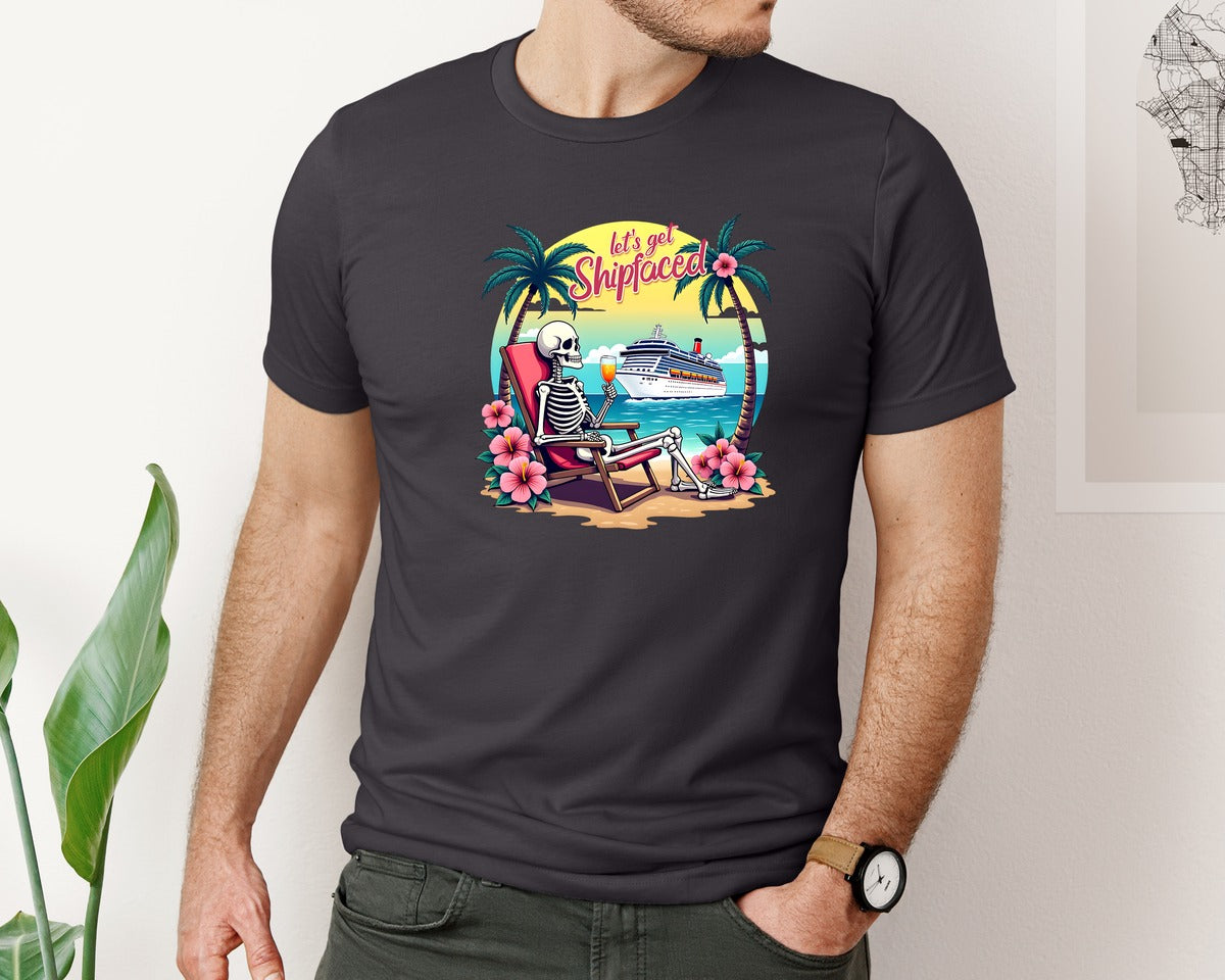 brand:Bella Canvas|color:Heather Dark Grey|Cruise Lets Get Shipfaced Graphic T-Shirt