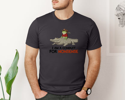 brand:Bella Canvas|color:Heather Dark Grey|I Am A Conduit For Nonsense Frog And All Graphic T-Shirt
