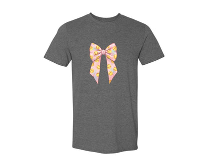 brand:Generic|color:Heather Dark Grey|Softball Bow Graphic T-Shirt