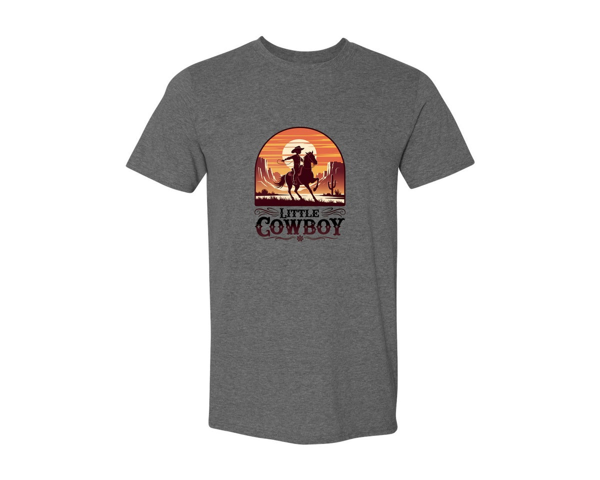 brand:Generic|color:Heather Dark Grey|Little Cowboy Western Horse Riding 2 Graphic T-Shirt